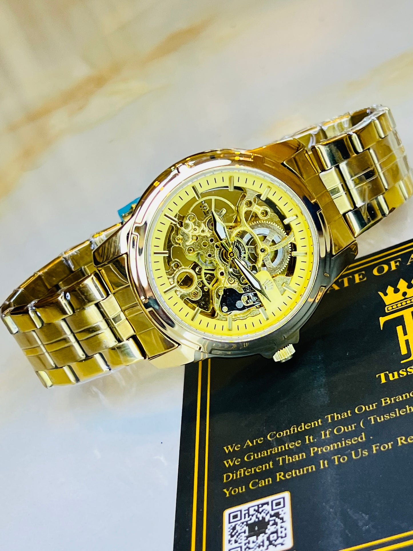 R-2 All Gold Chain Strap Skeleton Automatic Watch