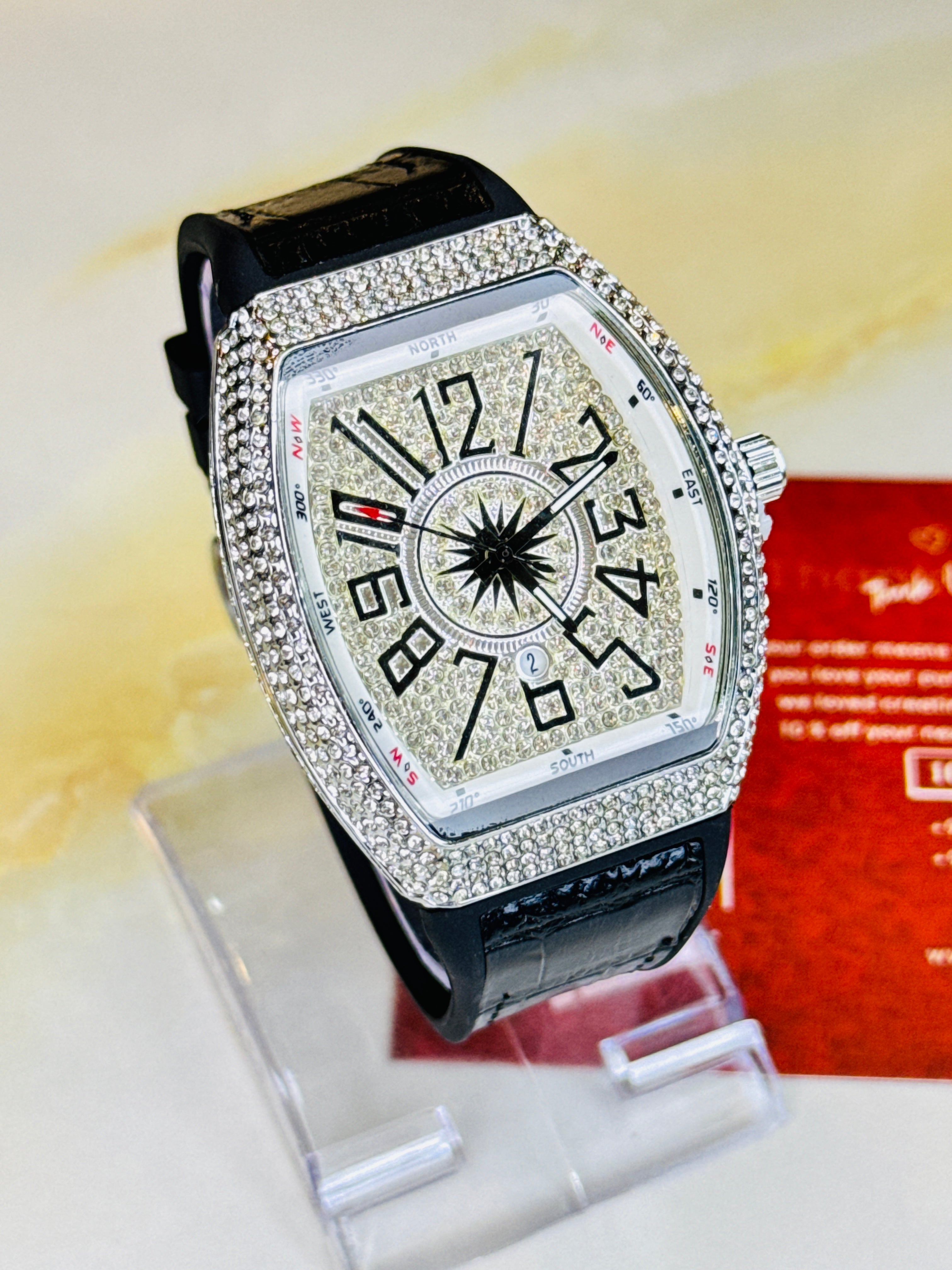 Vanguard Black Silver White Iced Frank Muller Watch