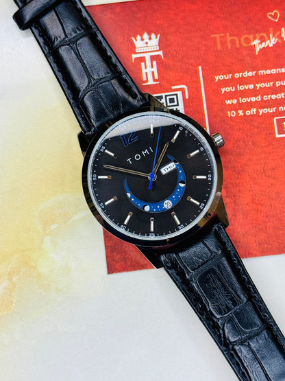 Black Silver Tomi Crescent Watch