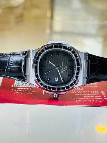Matturi Silver Black Zircon Watch