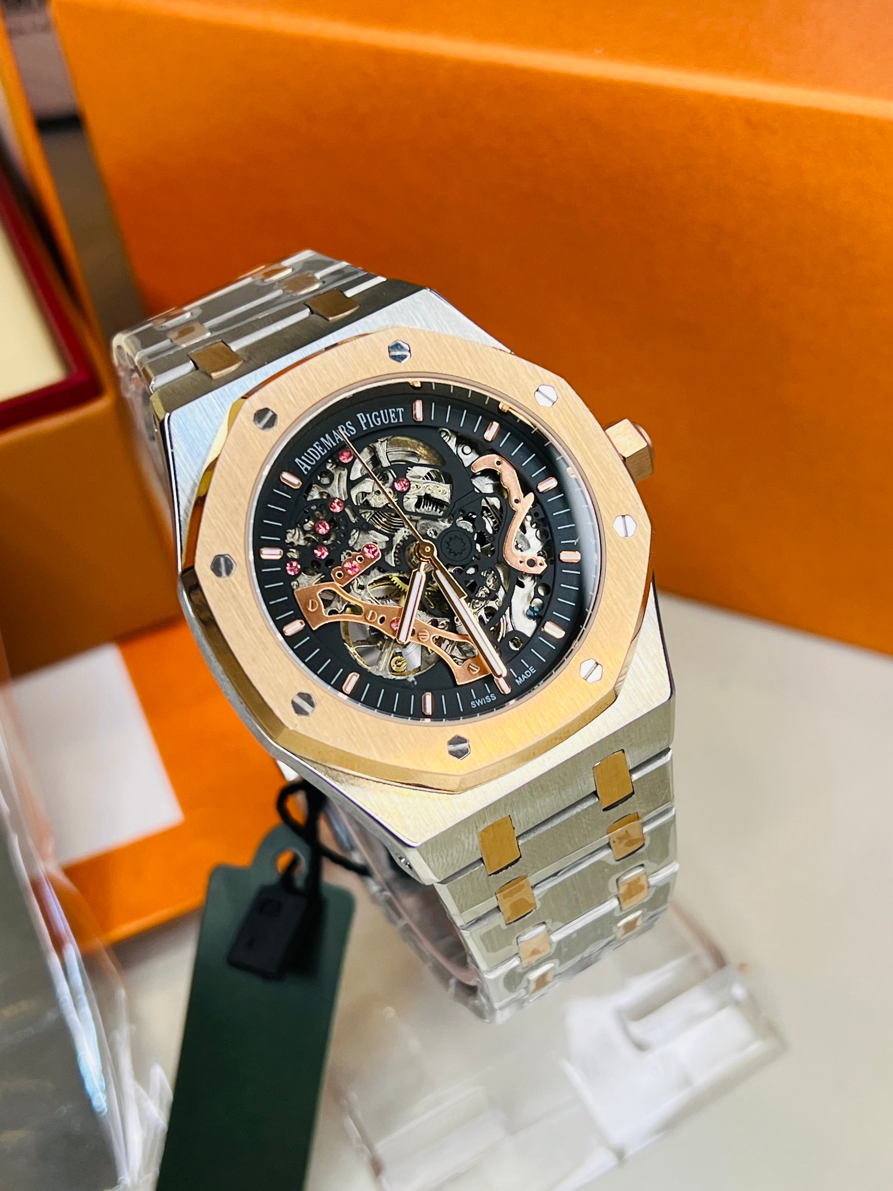 AP Two Tone Automatic Skeleton Dial Super Clone Watch