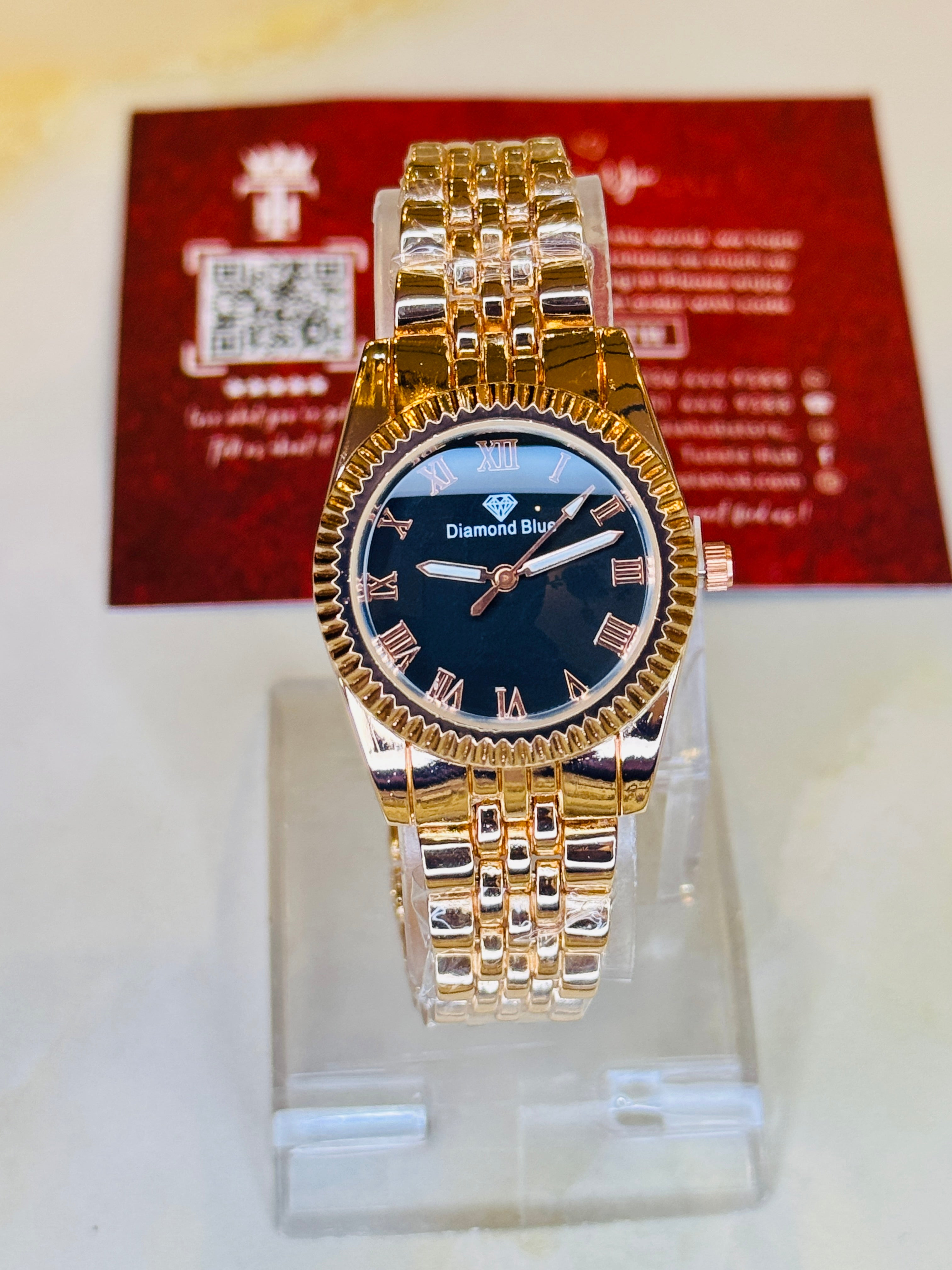 Rose Gold Black Aoqili Roman Watch for her