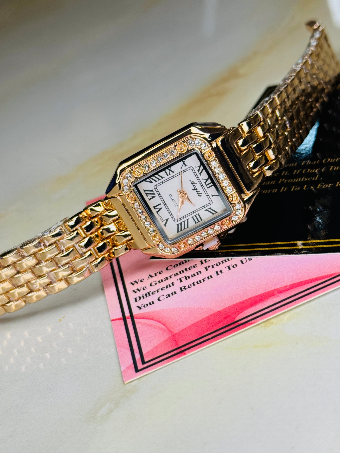 Rosegold White zircon Santos Watch For Her