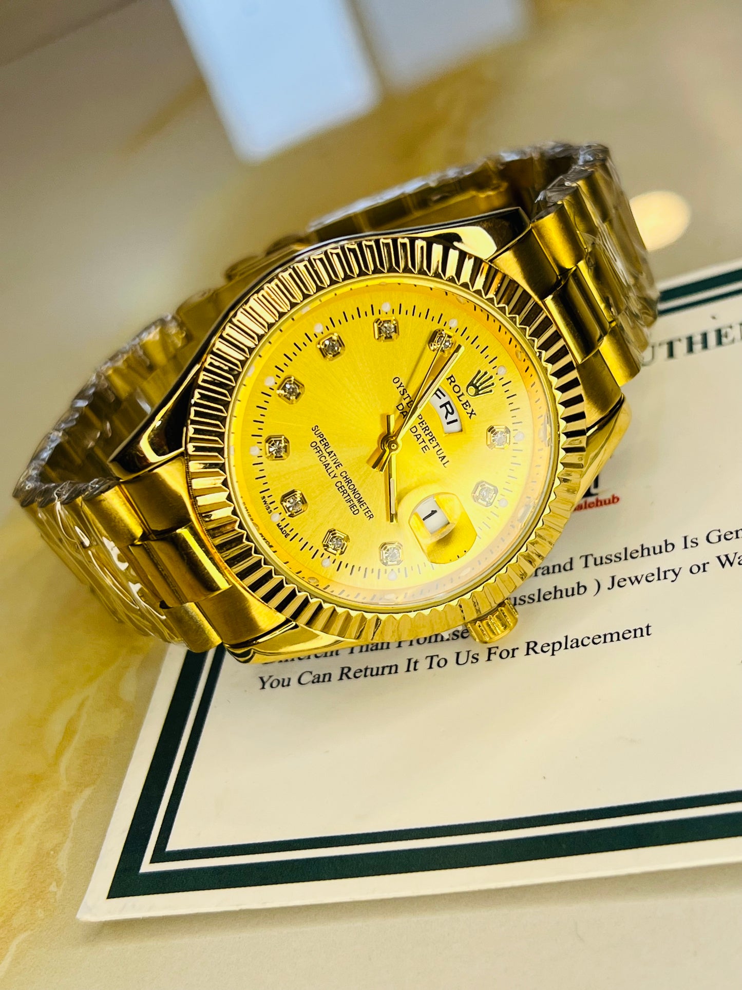 Premium Day Date All Gold Dial Watch