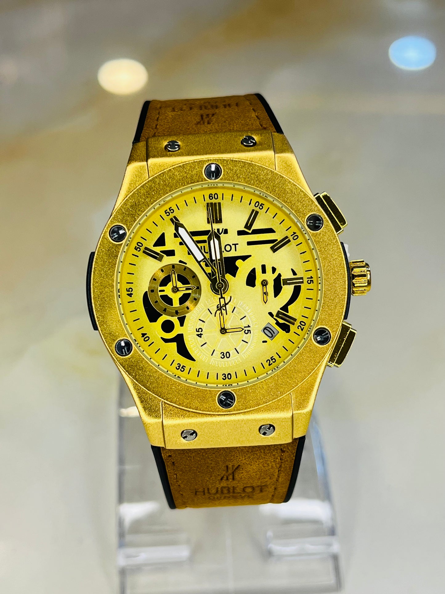 Brown Gold Chronograph Dial Hubl*t Watch