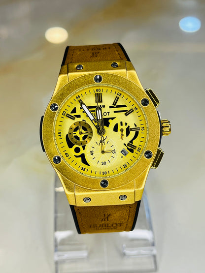 Brown Gold Chronograph Dial Hubl*t Watch