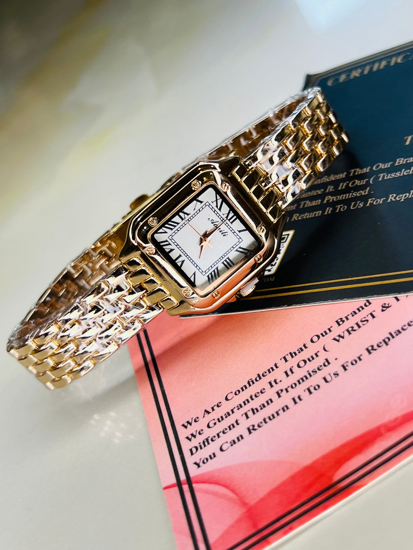 Rosegold White Santos Watch For Her