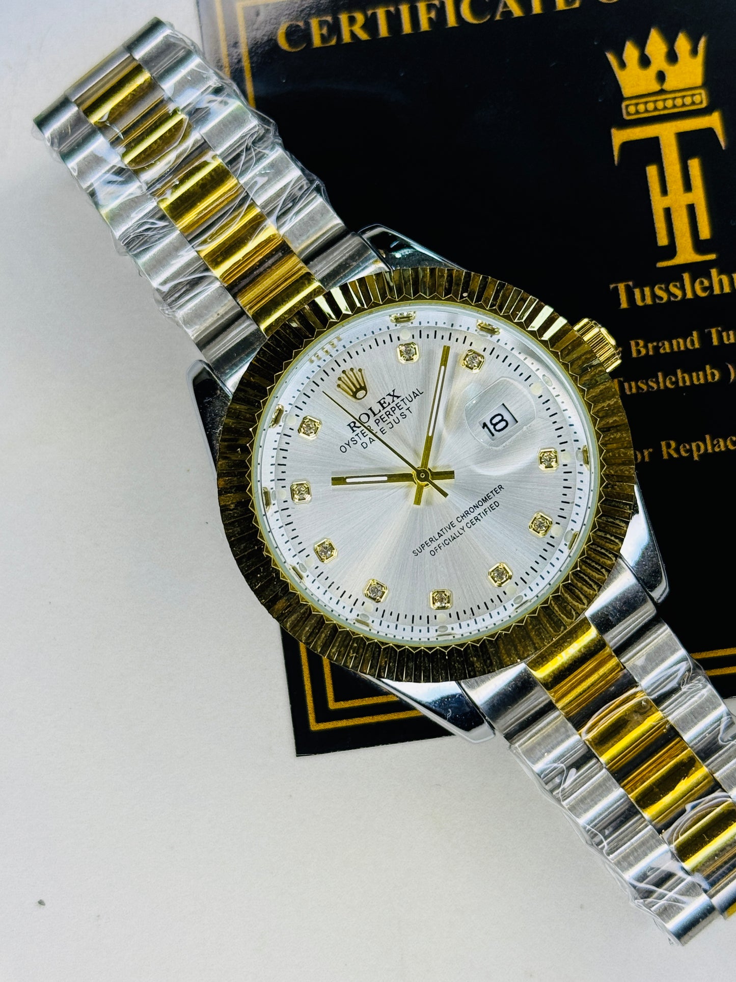 Premium Two Tone White Date Just Watch