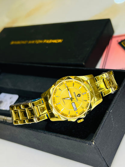 Gold Binbond Day Date Watch For Her