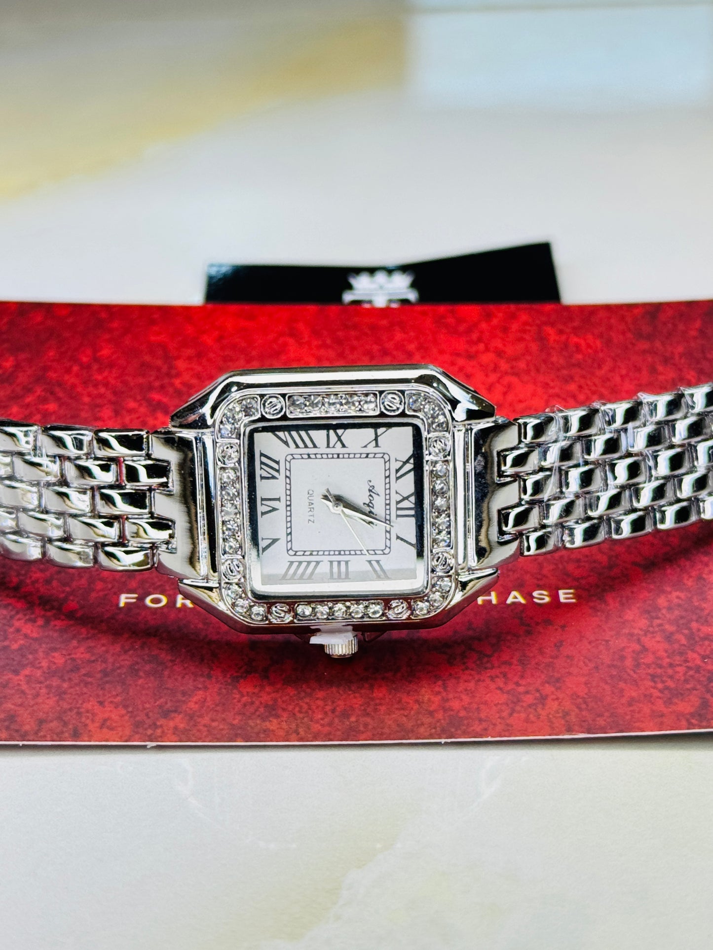 Silver White Zircon Santos Watch For Her