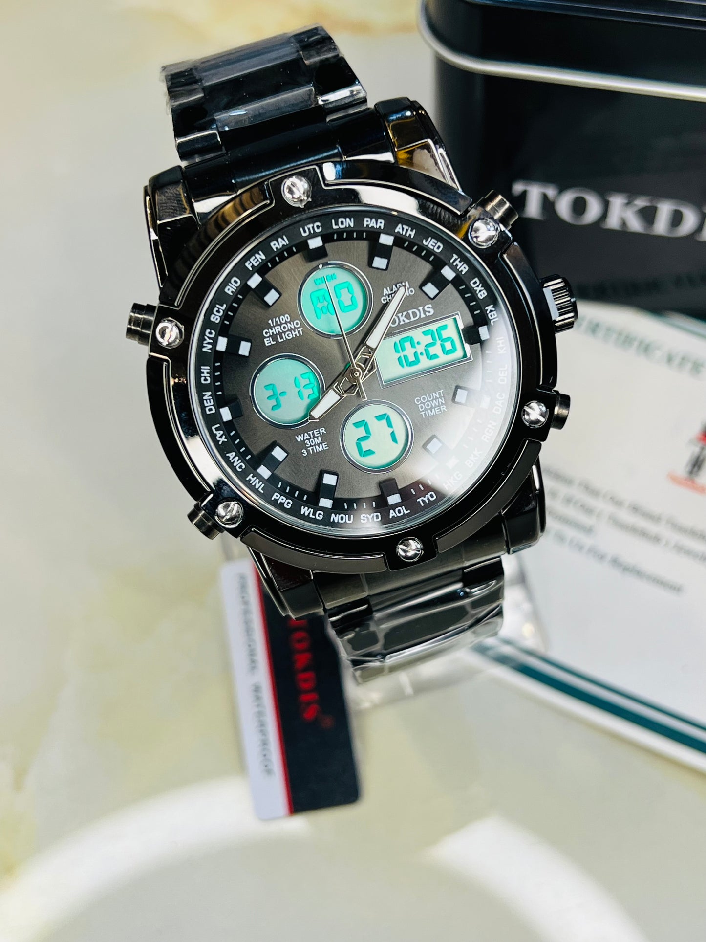 Black Metal Digital Analogue Tokdis Watch