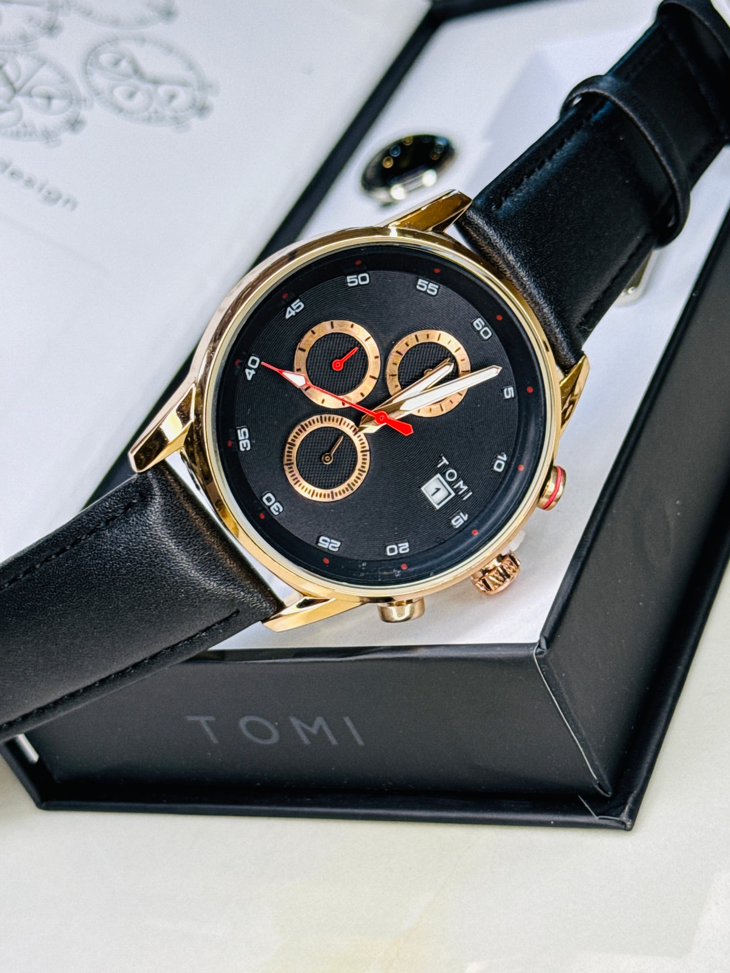 Tomi S6C Black Rose Gold Gift Set Watch