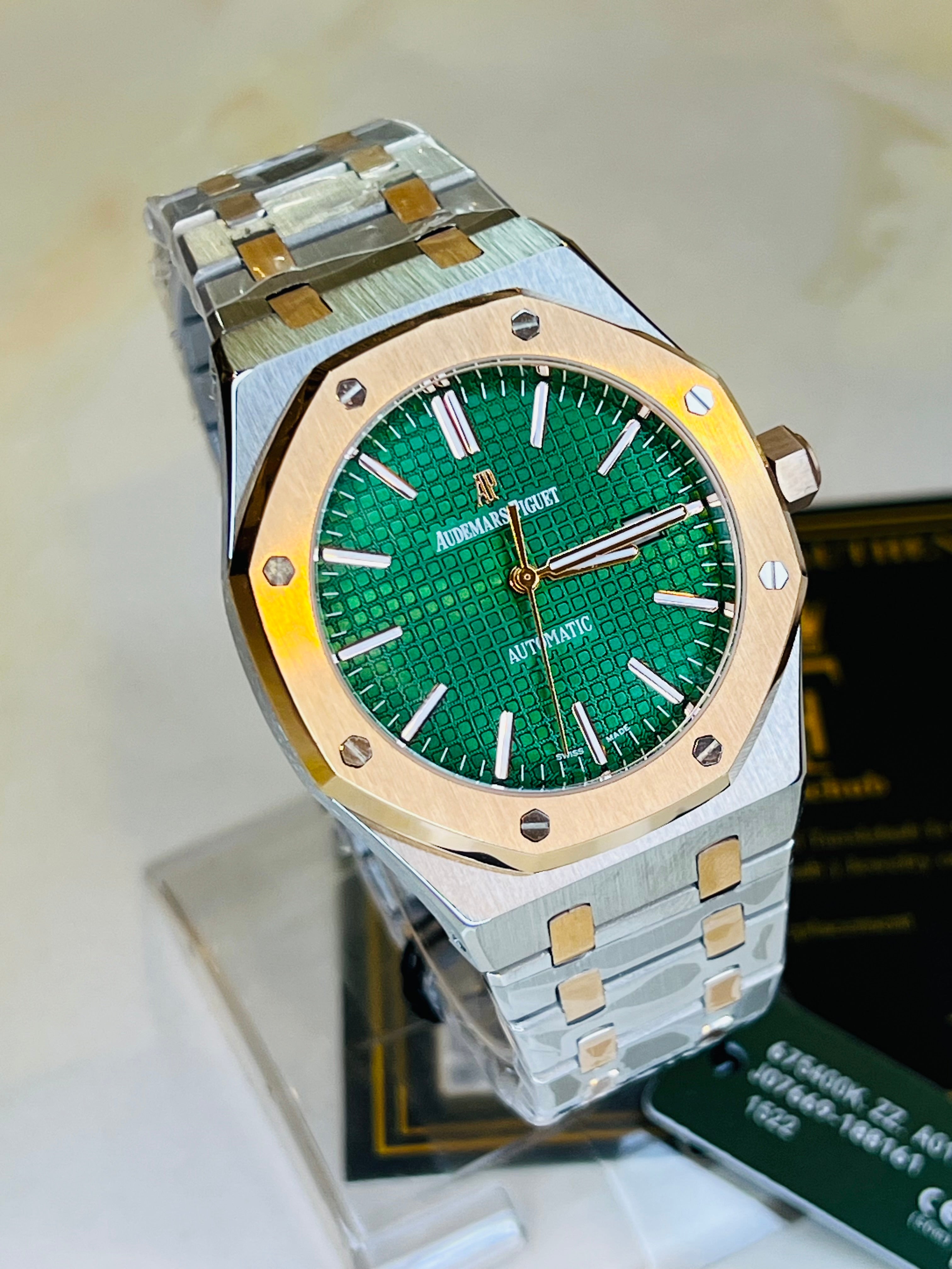 AP Two Tone Automatic Emerald Dial Super Clone Watch