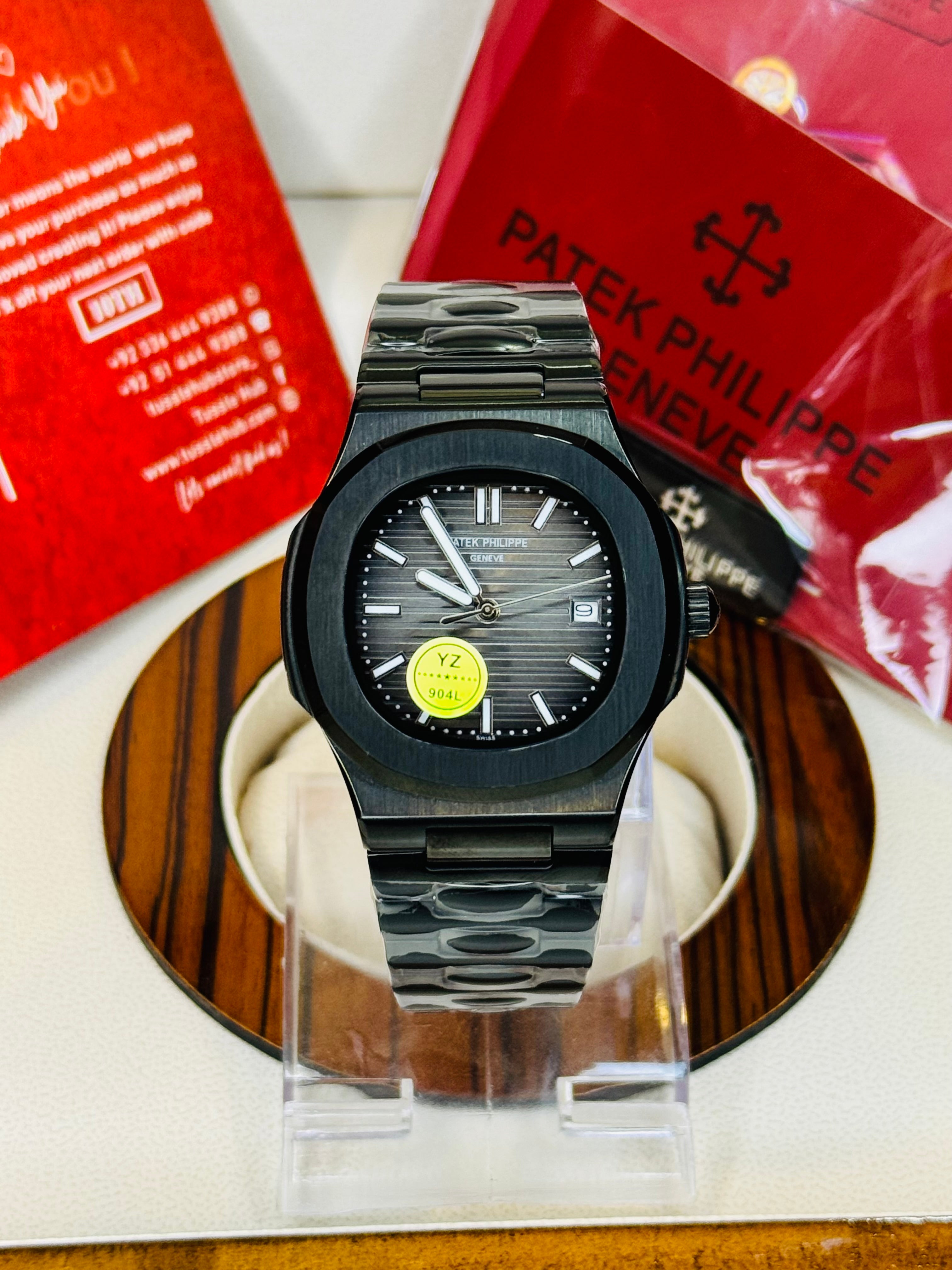 All Black Automatic Nautilus Super Clone Watch