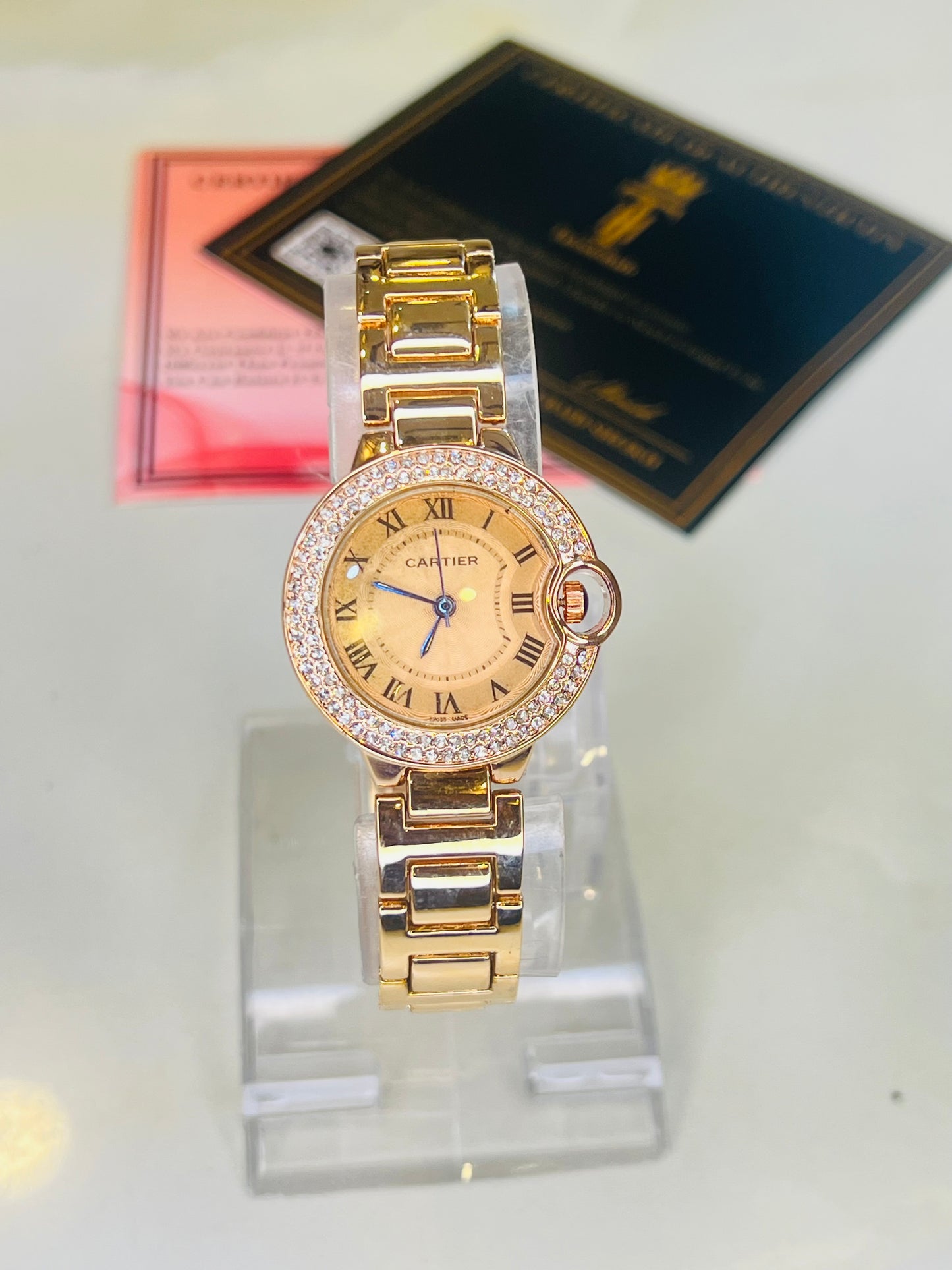 Cartier RoseGold Iced Dial Watch For Her