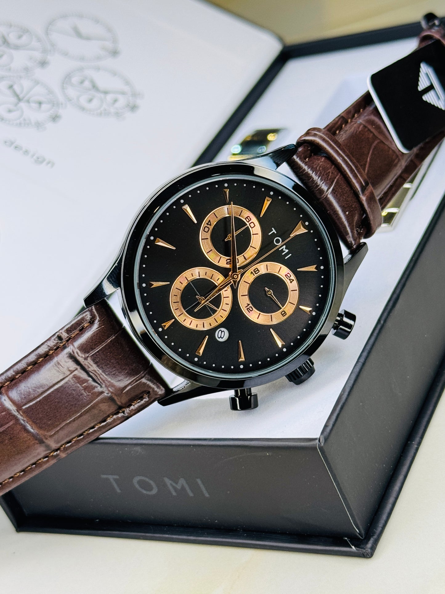 Tomi S6A Coffee Black Gift Set Watch