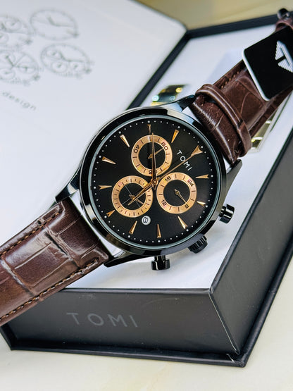Tomi S6A Coffee Black Gift Set Watch