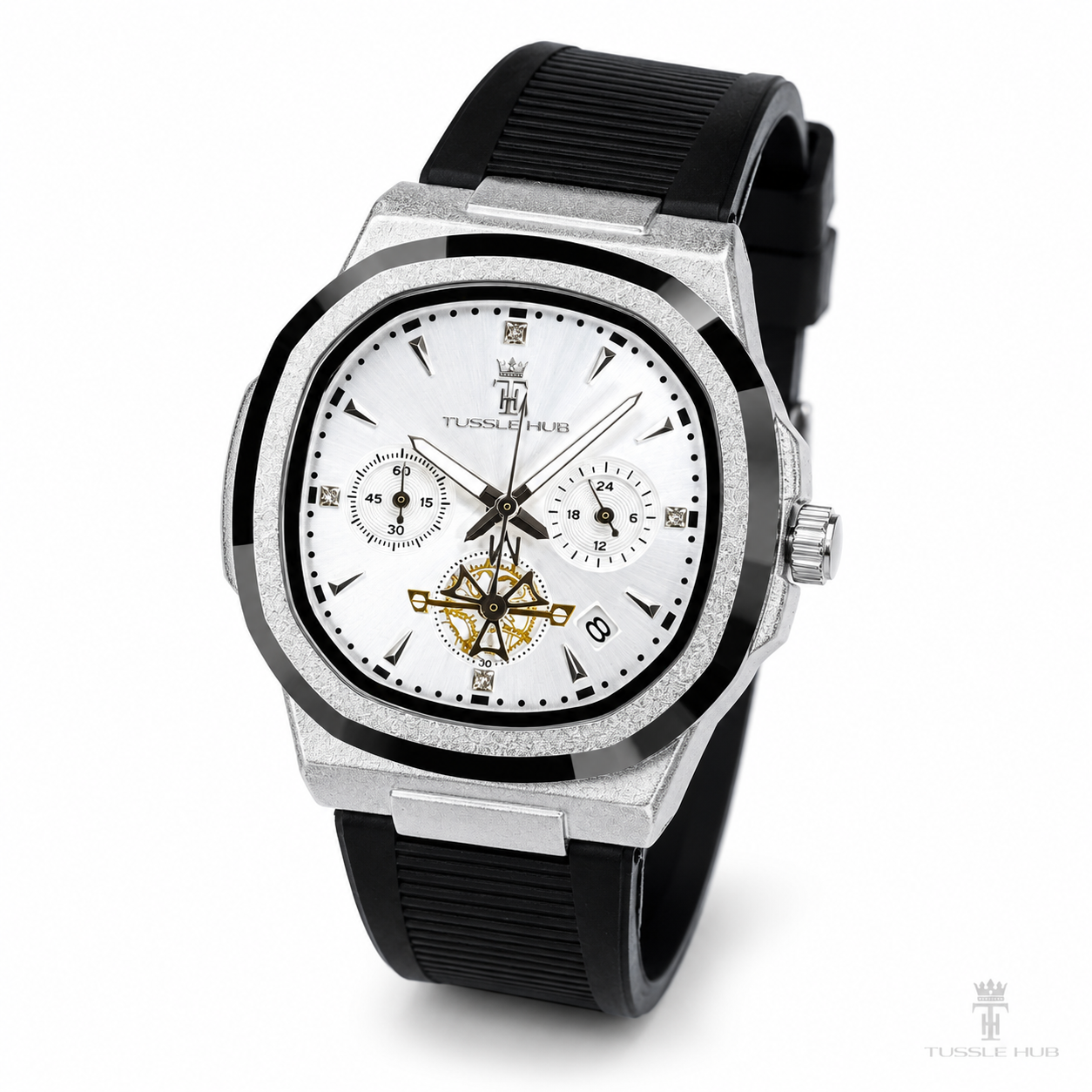 Matturi Black White Silicone Chronograph Watch