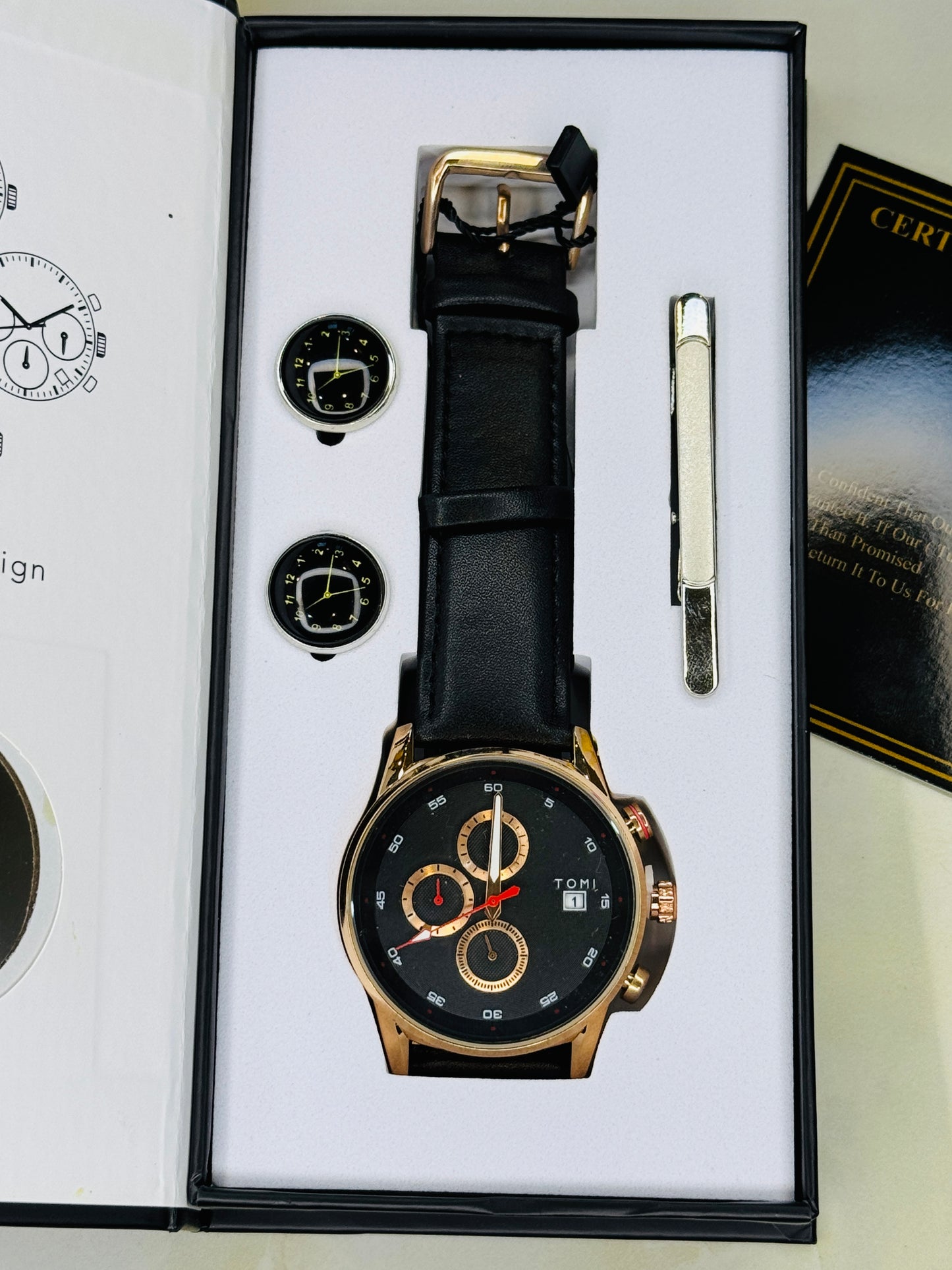 Tomi S6C Black Rose Gold Gift Set Watch