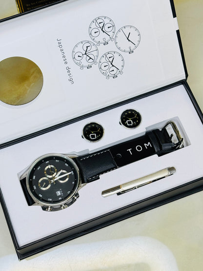 Tomi S6C Black Silver Gift Set Watch