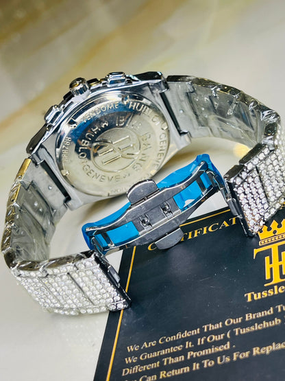 Silver Big Bang Iced Out Watch