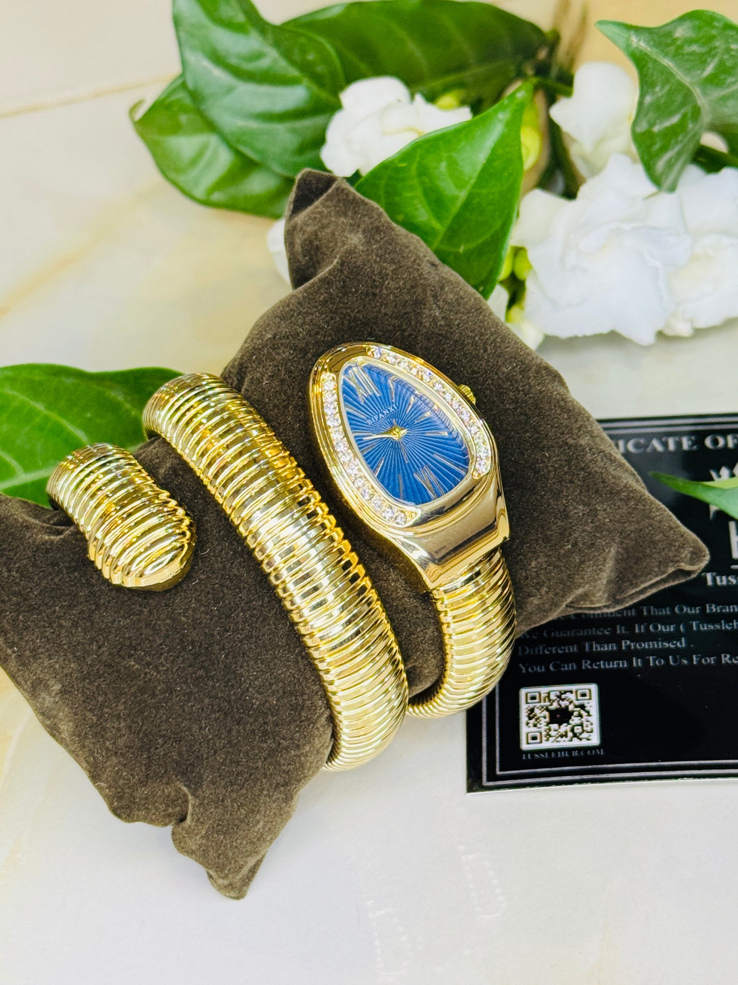 Gold Sapphire Serpentine Watch For Her