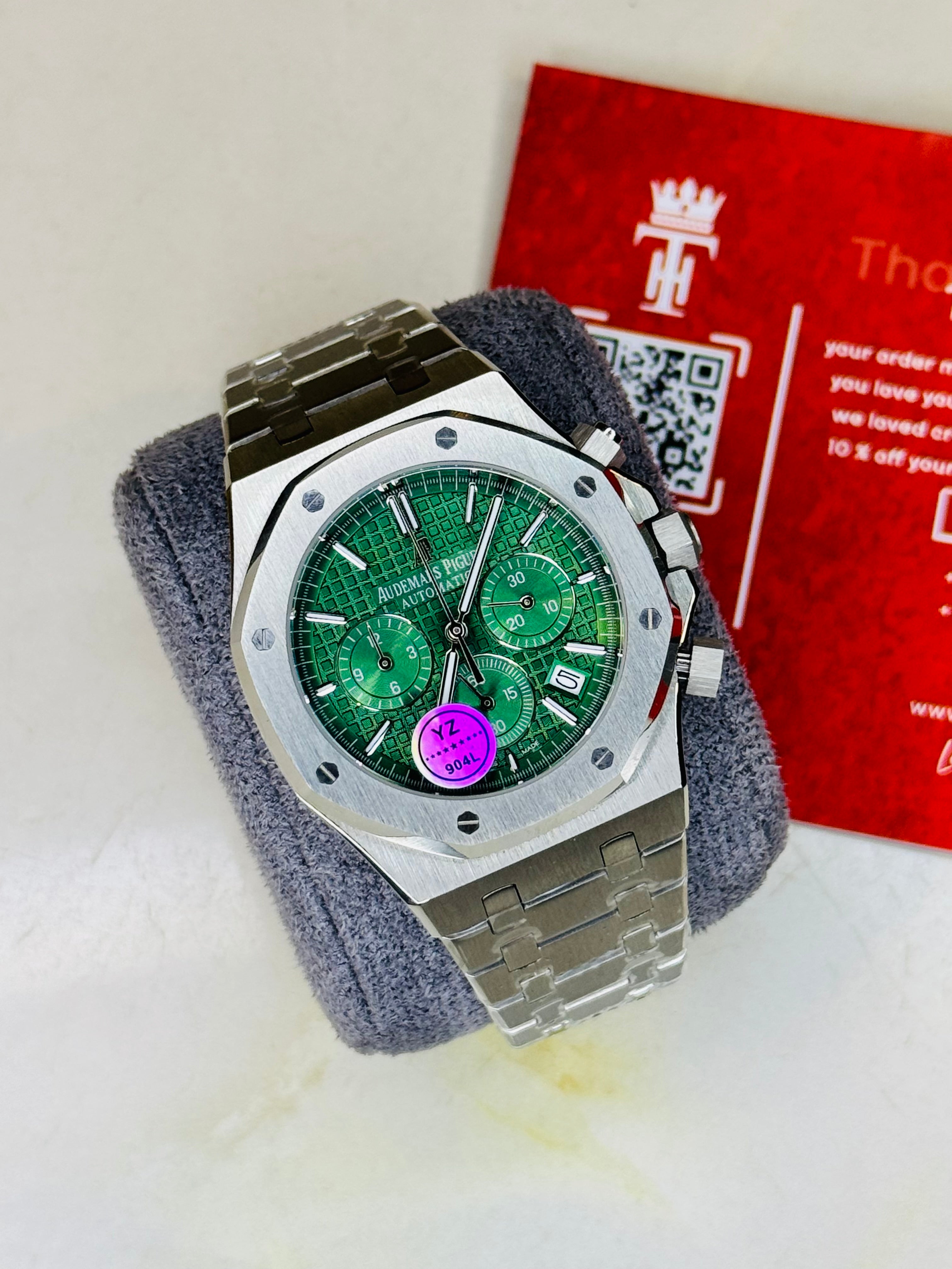 AP Super Clone Silver Emerald Royal Oak Chronograph Watch