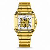 Black Chain Tank Automatic Skeleton Watch