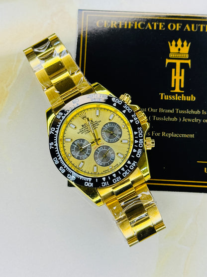 Gold Daytona Chronograph Master Clone Chain Strap Watch