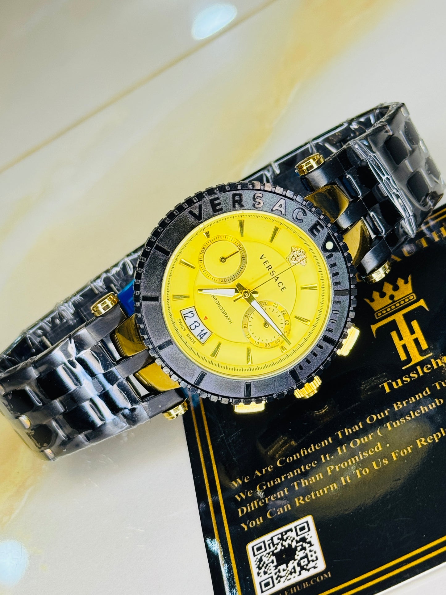 Millionaire Black Versace Gold Chronograph Dial Watch