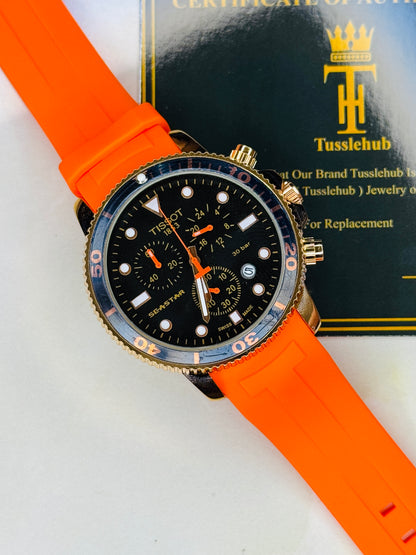 Orange Tissot Sea Star Chronograph Watch
