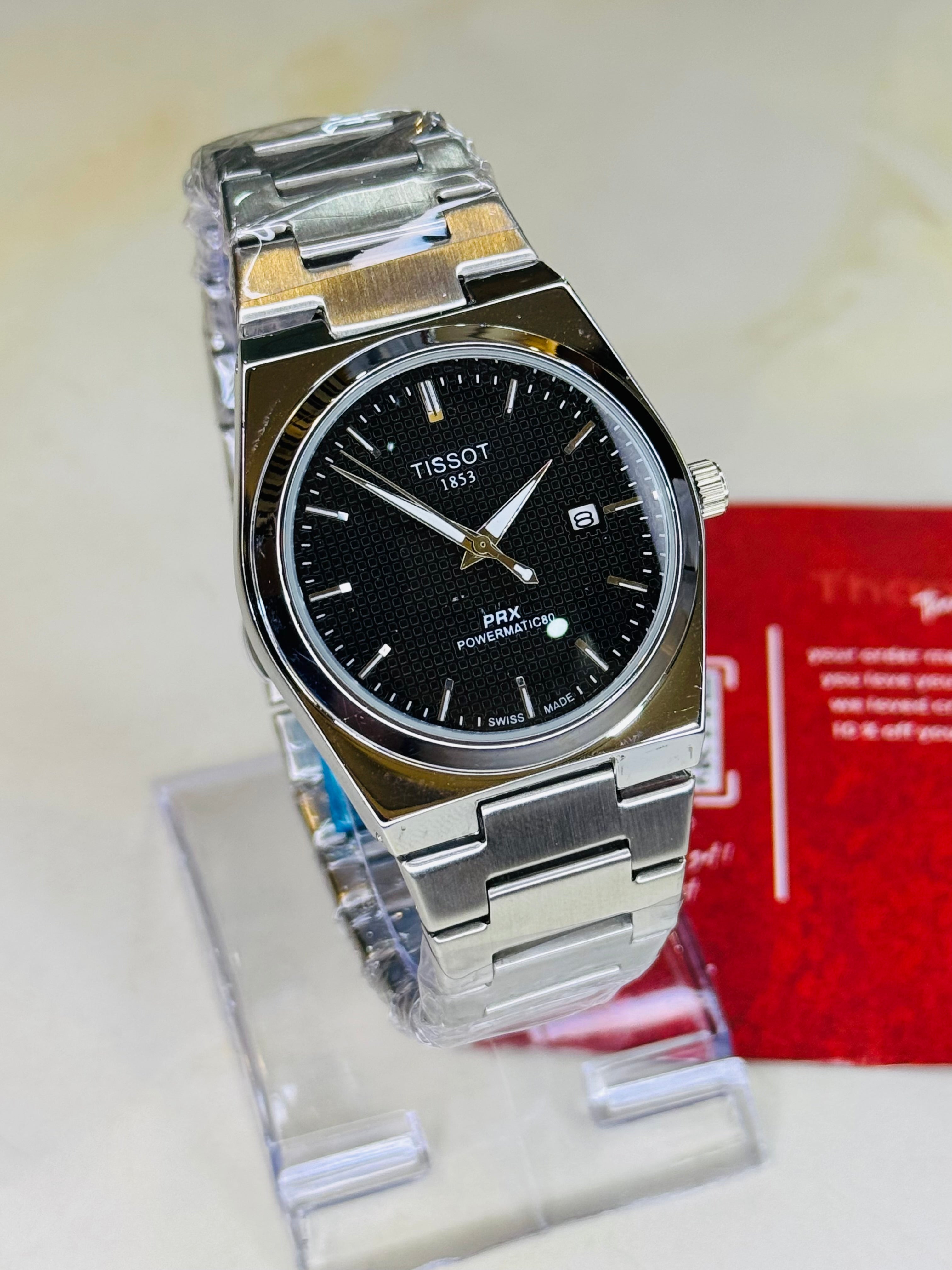 Tissot PRX Silver Black Dial Quartz Watch