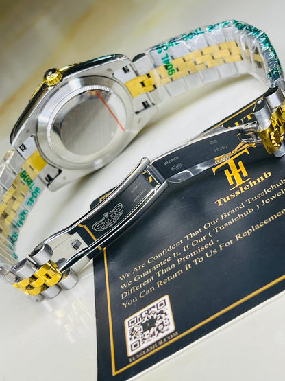 Jubilee Date Just Two Tone Fluted Bezel White Dial Quartz Watch