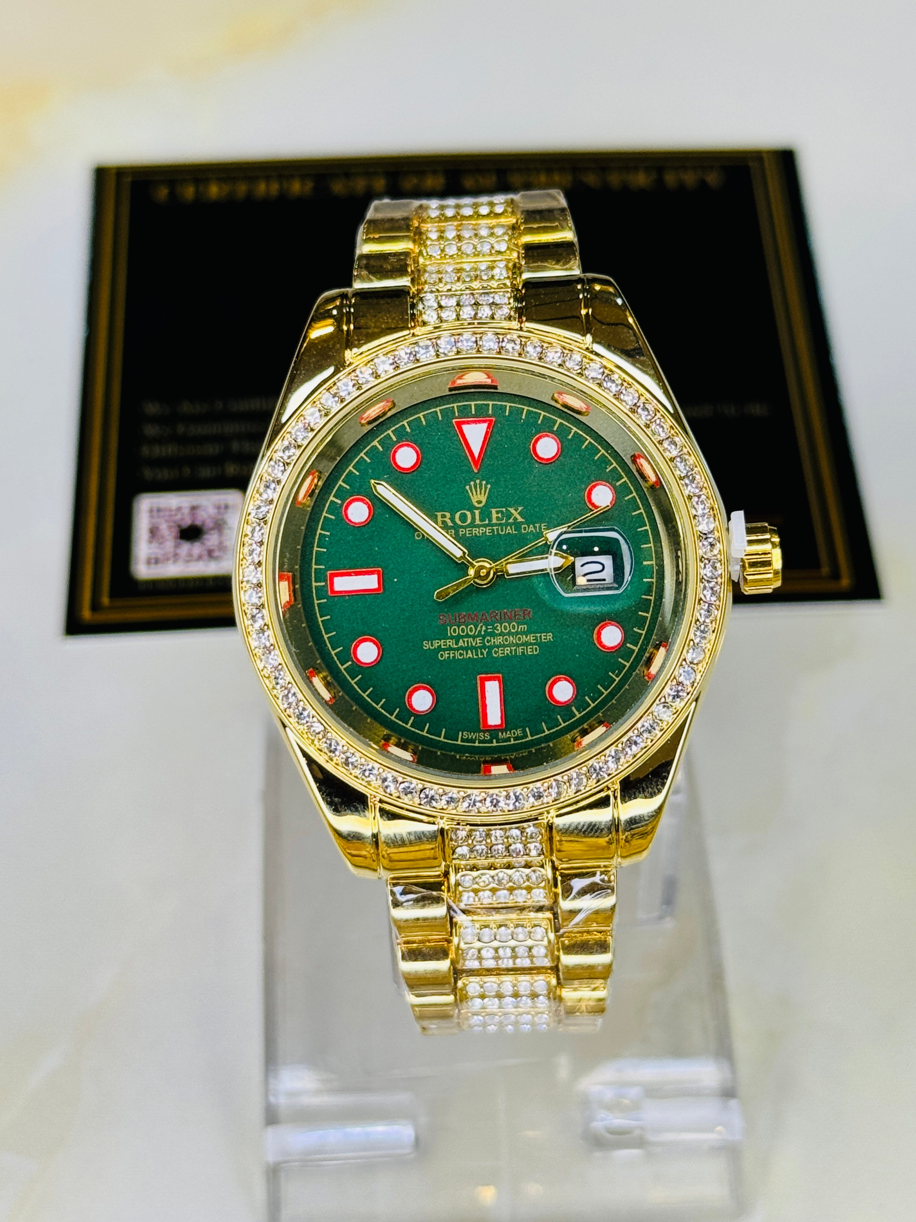 Gold Green Iced Date just Watch