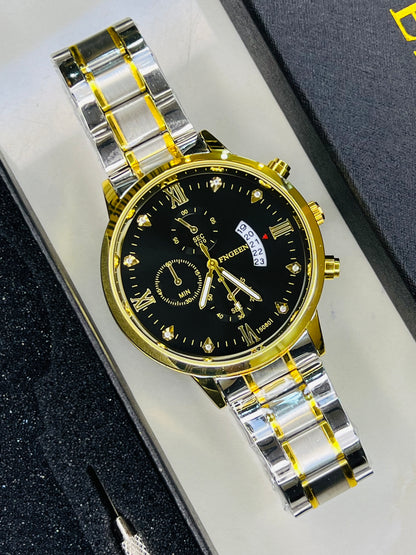 Two Tone Black Dial Fngeen Watch