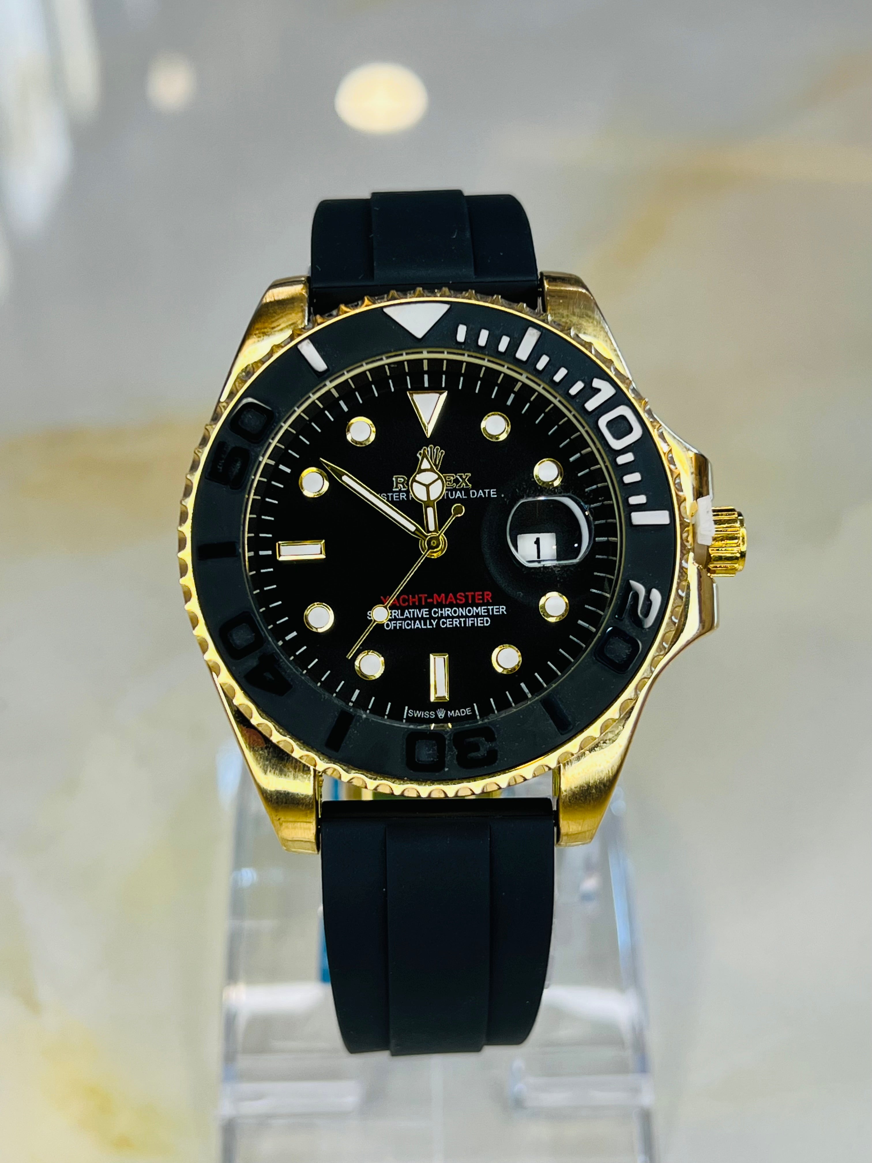 Gold Black Yatchmaster Watch