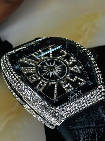 Vanguard Black Silver Iced Frank Muller Watch