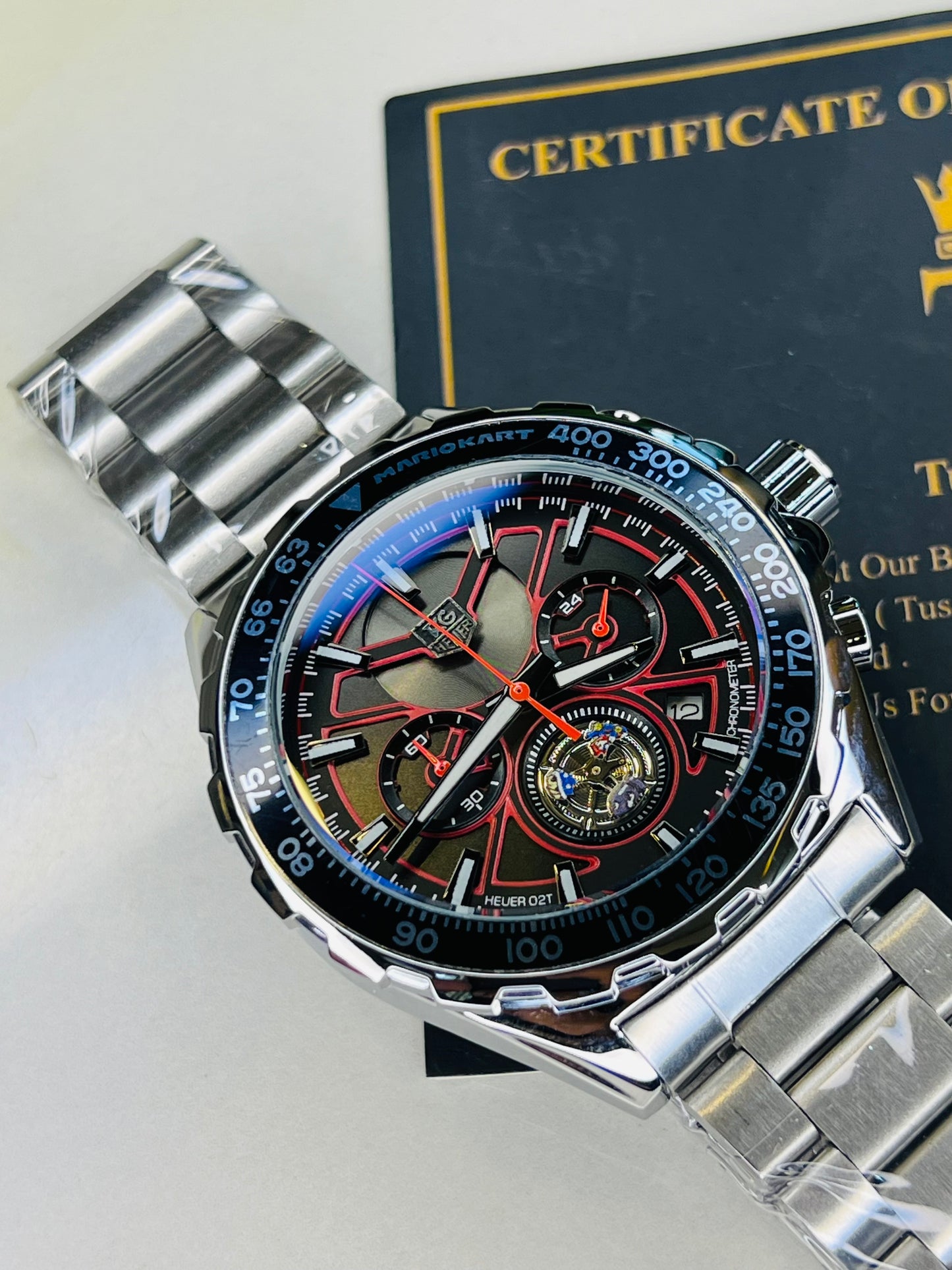 Tag Heur Silver Red Chronograph Watch