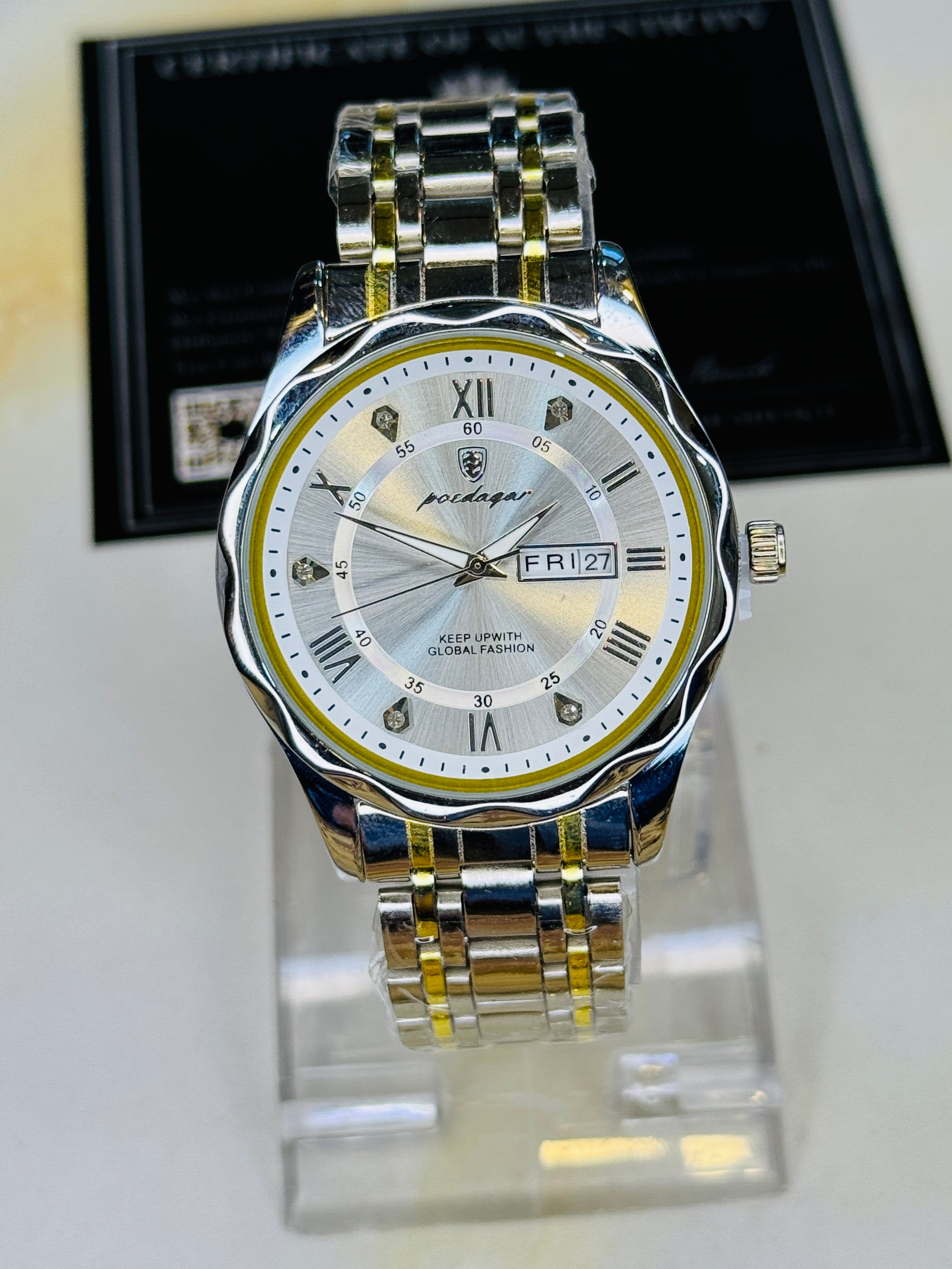 Two Tone White Poedagar Saint Day Date Watch