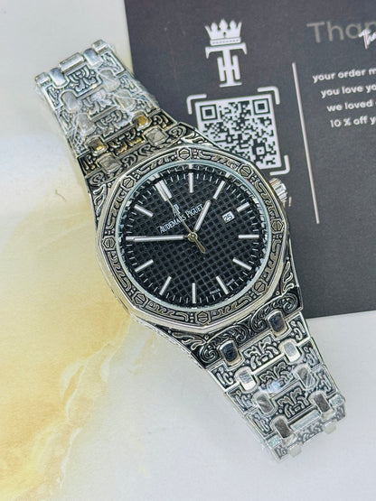 Calligraphic Silver Black AP Watch