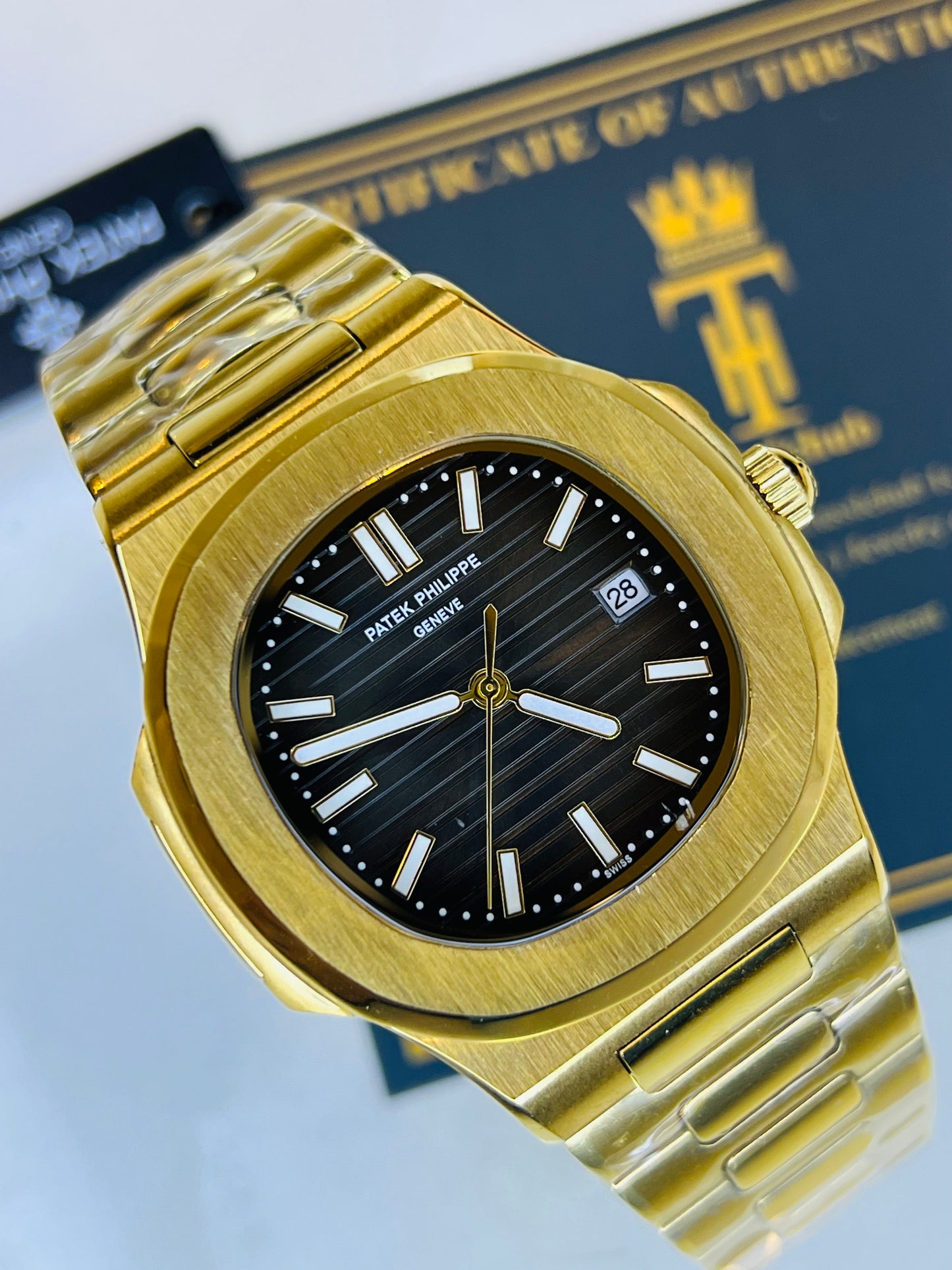 Gold Black Automatic Nautilus Super Clone Watch