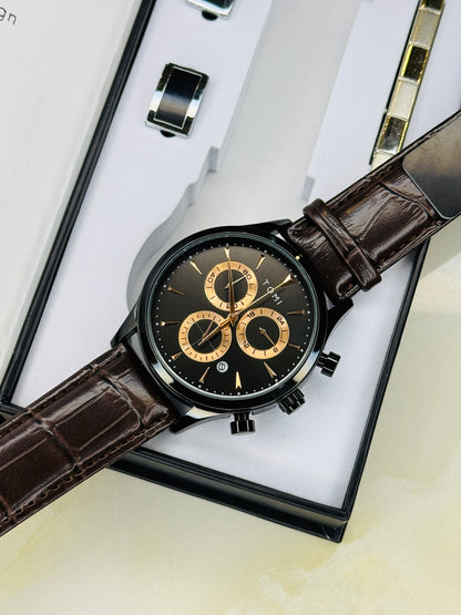 Tomi S6A Coffee Black Gift Set Watch