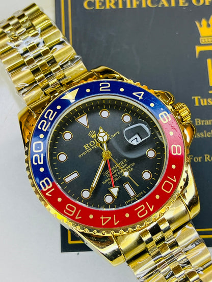 Gold Pepsi Chain Strapped Submariner Watch