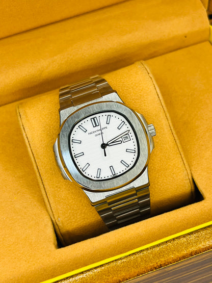 Silver White Automatic Nautilus Super Clone Watch