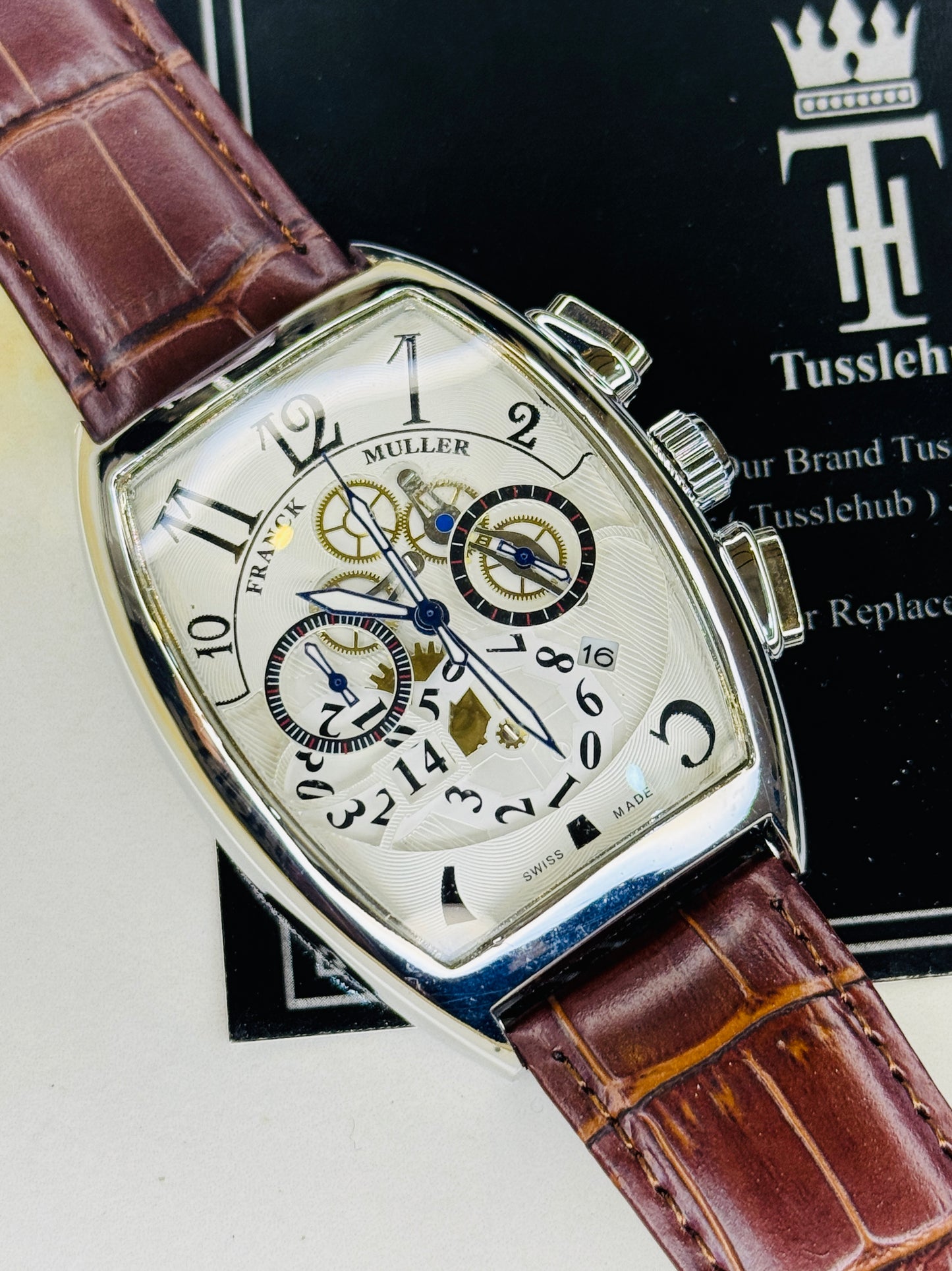 Frank Muller Brown Silver White Chronograph Dial Watch
