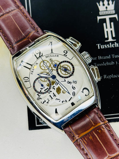 Frank Muller Brown Silver White Chronograph Dial Watch