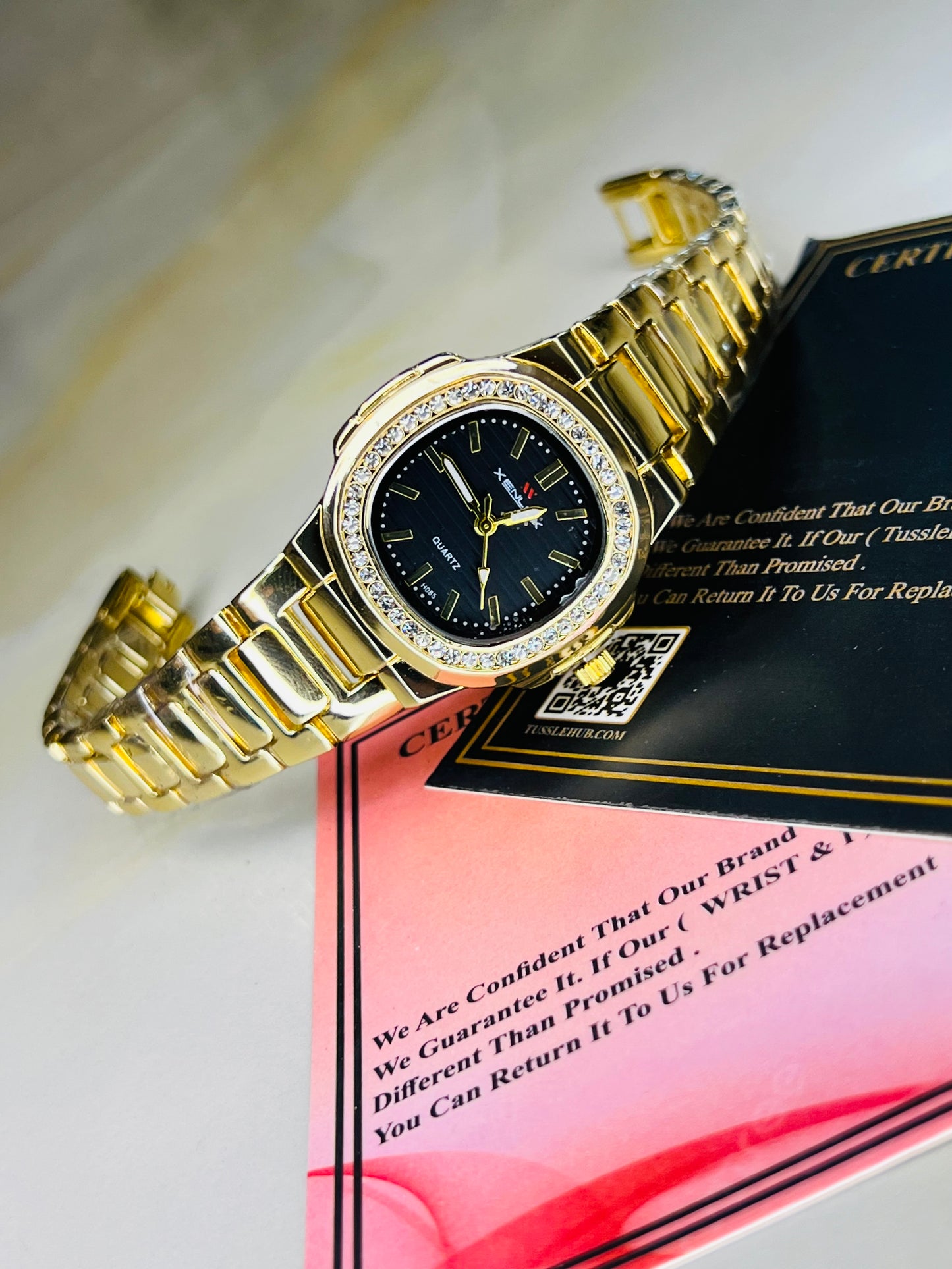 Xenlex Nautilus Gold Zircon Watch For Her