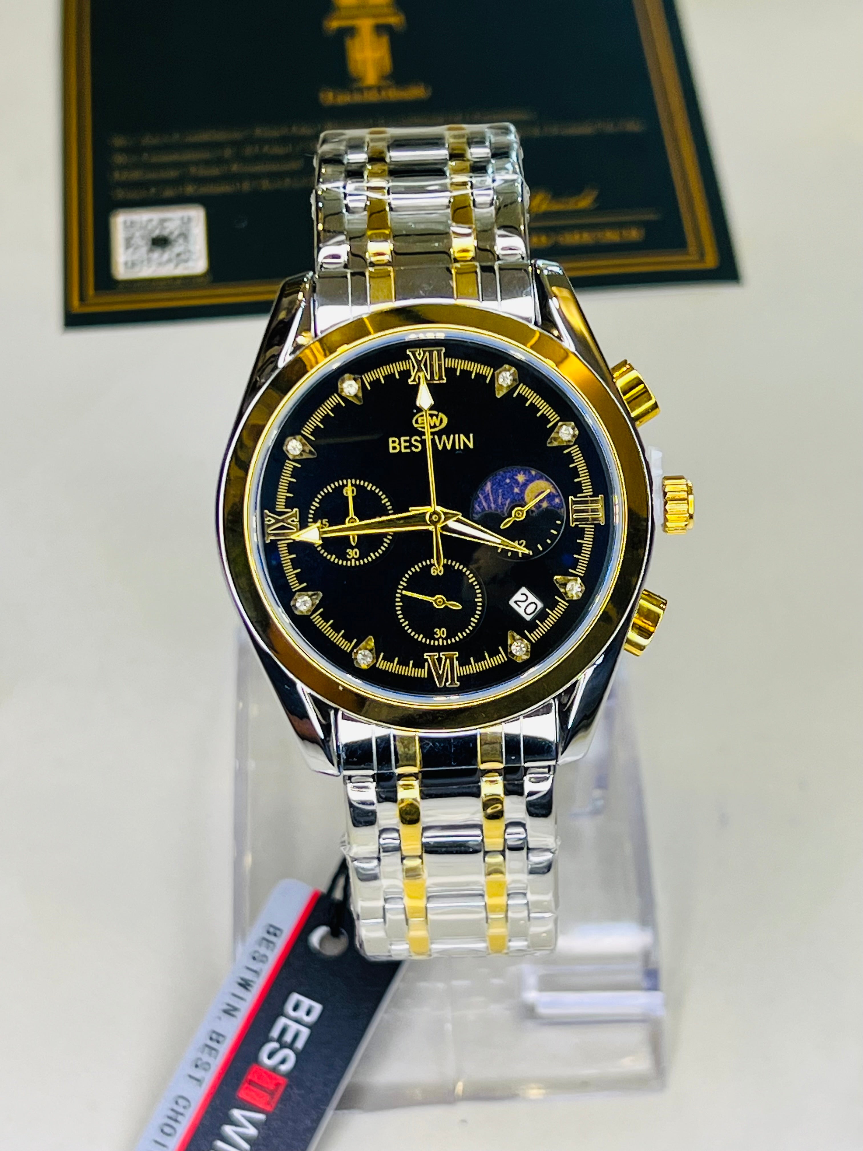 Bestwin Two Tone Black Chronograph Watch