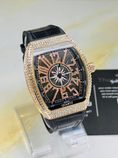 Vanguard Black Rose Gold Iced Frank Muller Watch
