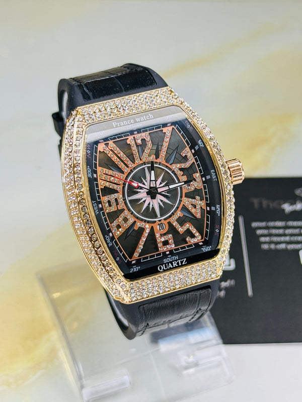 Vanguard Black Rose Gold Iced Frank Muller Watch